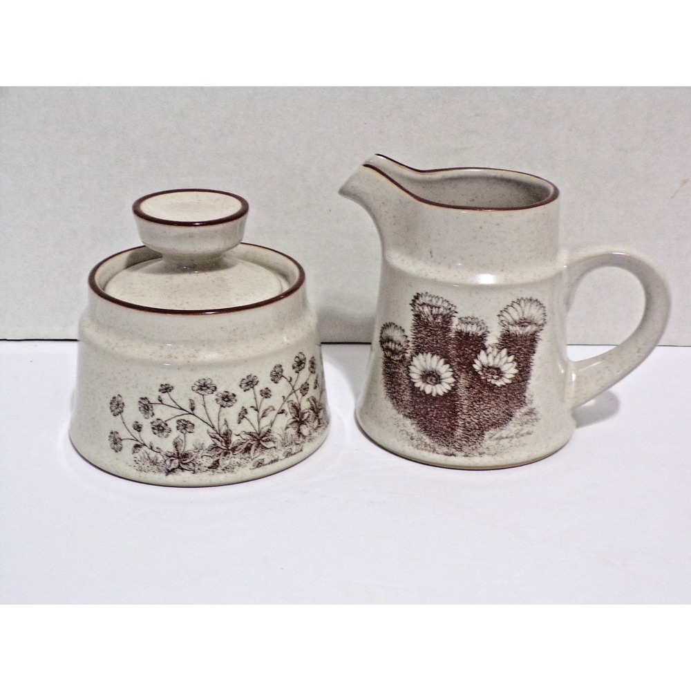 Noritake Vintage "Desert Flowers" #8341 Creamer &  Sugar Set Mexican Poppy